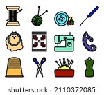 sewing icon set. editable bold... | Shutterstock .eps vector #2110372085