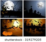 set of halloween greeting cards.... | Shutterstock .eps vector #319279205