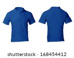 Men's Blank Blue Polo Shirt, Front and Back Design Template