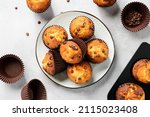 Chocolate chip muffins in plate ...