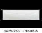 Copy space for text on long white vinyl banner on black background .Clipping path