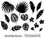 set of silhouettes of tropical... | Shutterstock . vector #752326525