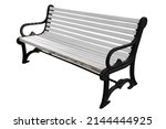 White bench with black metal legs on an isolated background