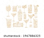 art deco cocktails set drawing... | Shutterstock .eps vector #1967886325