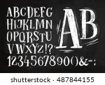 font pencil vintage alphabet... | Shutterstock .eps vector #487844155