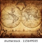 Vintage Map Of The World 1733