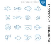 Fish Related Icons. Editable...