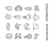 marine life related icons  thin ... | Shutterstock .eps vector #2038319522