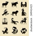 set of black zodiac astrology... | Shutterstock .eps vector #34941415