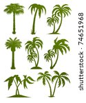 Set Of Palm Tree Silhouettes...