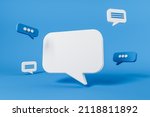 Blank white message, notification, speech bubble with copy space. Digital communication and chat. Concept of social network. 3D rendering