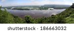 Pikes Peak Iowa, high above the confluence of the Mississippi and the Wisconsin river. Border between Iowa and Wisconsin. Wyalusing State Park bluffs.