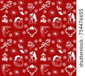 christmas white pattern on red... | Shutterstock . vector #754476655