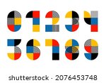 numbers. trendy font in retro... | Shutterstock .eps vector #2076453748