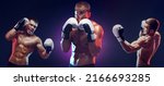 3 Boxers Boxing On Dark...