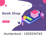 library or book shop mobile... | Shutterstock .eps vector #1303534765