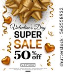 valentines day sale banner for... | Shutterstock .eps vector #563558932