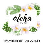 aloha word on palm leaves ... | Shutterstock .eps vector #646305655