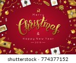 christmas background decorated... | Shutterstock .eps vector #774377152