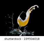 falling glass of beer on dark... | Shutterstock . vector #239506018