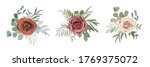 floral set with roses  greenery ... | Shutterstock .eps vector #1769375072