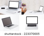 set of blank screen laptop... | Shutterstock . vector #223370005
