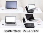 set of blank screen laptop... | Shutterstock . vector #223370122