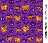 halloween seamless pattern.... | Shutterstock .eps vector #493993768