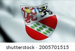 3D Illustration of a waving Switzerland city flag of Zollikofen
