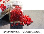 Red Pomegranate Pips In A Clear ...