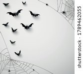 black 3d paper bats. spiderweb... | Shutterstock .eps vector #1789462055
