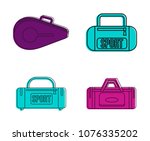 Sport Bag Icon Set. Color...
