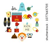 april fools day icons set in... | Shutterstock .eps vector #1077665705