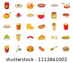 food icon set. cartoon set of... | Shutterstock . vector #1113861002