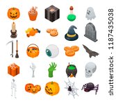 halloween icon set. isometric... | Shutterstock .eps vector #1187435038
