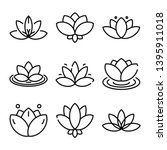 Lotus Icons Set. Outline Set Of ...
