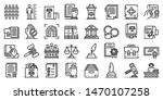 Legislation icons set. Outline set of legislation vector icons for web design isolated on white background