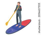 Paddler on board icon. Isometric of paddler on board vector icon for web design isolated on white background