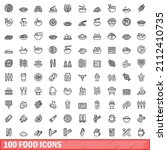 100 food icons set. outline... | Shutterstock .eps vector #2112410735
