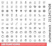 100 plant icons set. outline... | Shutterstock .eps vector #2112417608