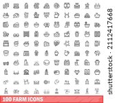 100 farm icons set. outline... | Shutterstock .eps vector #2112417668