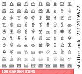 100 garden icons set. outline... | Shutterstock .eps vector #2112419672