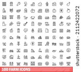100 farm icons set. outline... | Shutterstock .eps vector #2112422072