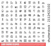 100 farm icons set. outline... | Shutterstock .eps vector #2112422102