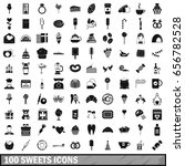 100 sweets icons set in simple... | Shutterstock . vector #656782528