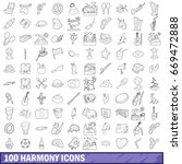 100 harmony icons set in... | Shutterstock .eps vector #669472888
