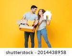 happy cheerful young couple... | Shutterstock . vector #2014438958