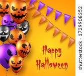 halloween background with scary ... | Shutterstock .eps vector #1729908352