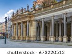 The Mill Colonnade is a large colonnade containing several hot springs in the spa town of Karlovy Vary.The Mill Colonnade is supported by 124 columns.