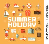 summer holiday flat icons with... | Shutterstock .eps vector #190491002
